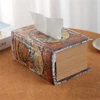 Retro European Simulation Book Tissue Box Wooden Coffee Table Napkin Storage Box Living Room Decoration Leather Tissue Organizer 4
