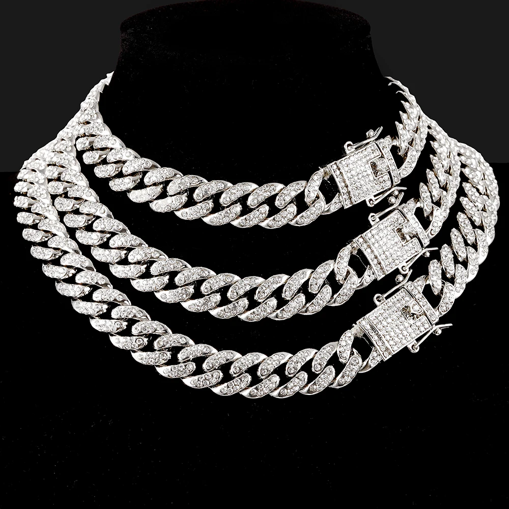 13mm Necklace +Watch+Bracelet Hip Hop Miami Cuban Chain Iced Out Paved Rhinestone CZ Bling Rapper For Men Jewelry KIT Jewelry 4