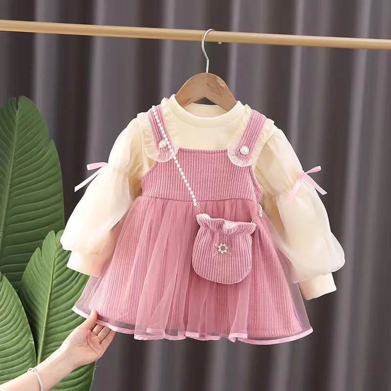 Autumn Baby Girls Clothes Sets Princess 1st Birthday Party Dresses For Girls Baby Clothing Outfits Newborn Dresses Kids Suits 4