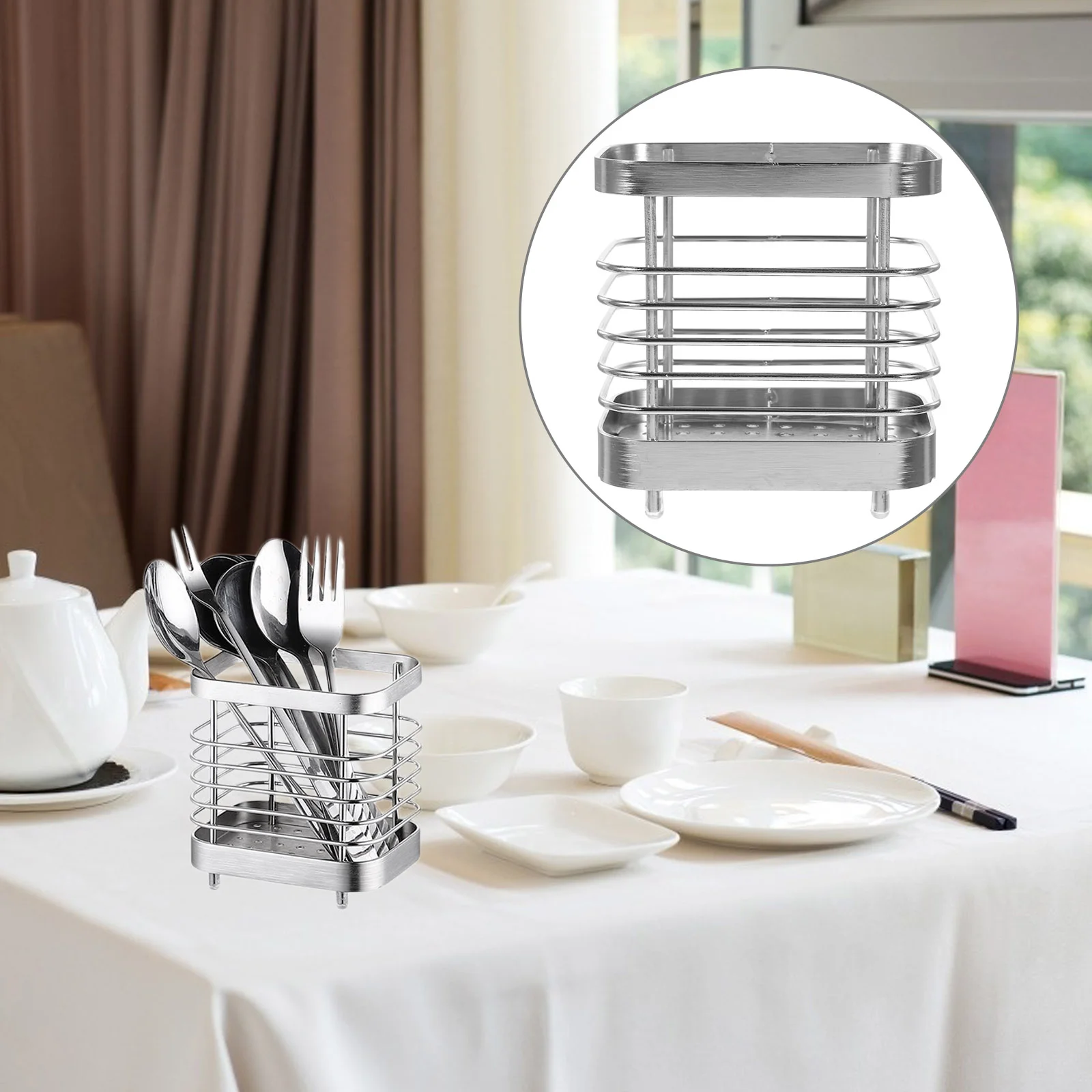 

Stainless Steel Chopstick Holder Cutlery Organiser Stand Kitchen Supplies Rack Chopsticks Case Bucket for Utensil Compact