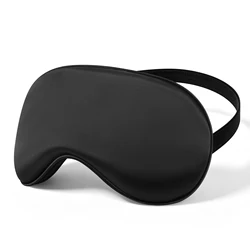 Luxurious Breathable Silk Eye Mask - Adjustable & Comfortable Light Blocker (Black)