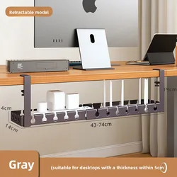 Retractable No - Drill Under - Desk Metal Cable Tray and Wire Organizer (Black Retractable)