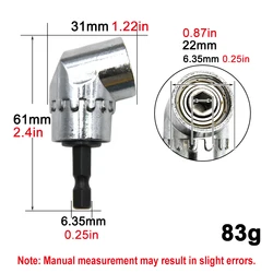 105 Degree Angle Electric Drill Attachment Tool - Hexagonal (1PC Silver)