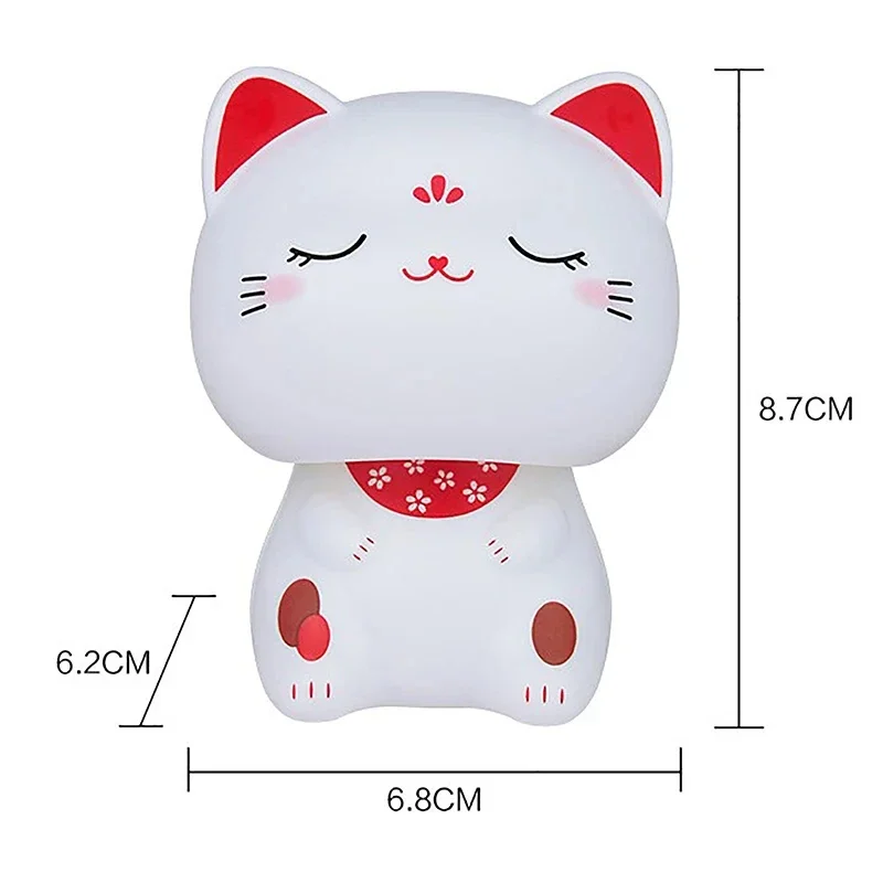 Solar Powered Maneki Neko Lucky Cat Car Interior Decor Cute