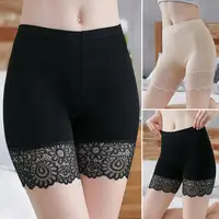 Short de sécurité respirant en dentelle pour femme, pantalon fin, modal, anti-exposition, taille haute, grande taille, legging à quatre coins, été, M ~ 2XL 1