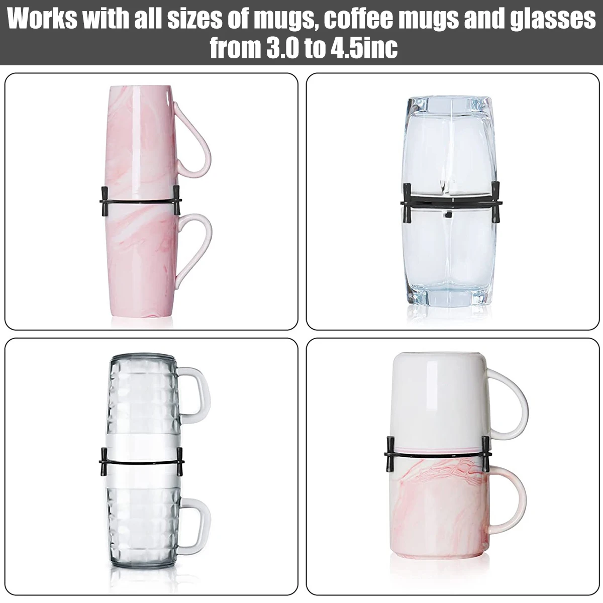 6/12Pcs Coffee Mug Stacker Adjustable Cup Storage Display Holder Kitchen Cabinet Drinkware Cup Organizer Rack Expandable 5