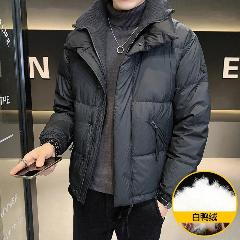 Fake two-piece down jacket men's short winter clothing 2023 new thickened niche premium warm and cold jacket winter jacket men clothing ski suit winter outdoor waterproof and windproof jacket thickened warm two piece suit