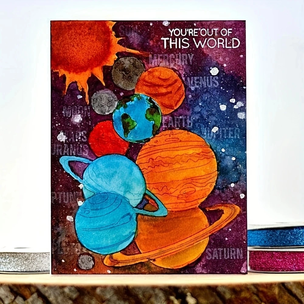 Decorative Planet Clear Stamps Transparent Silicone Stamp 1PC for DIY Scrapbooking Journal Card Making Album Paper Crafts