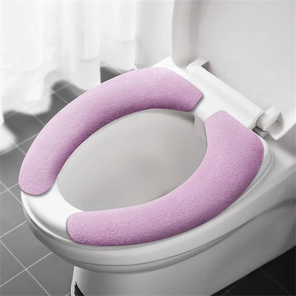 1/2/3PCS Universal Adhesive Toilet Pad Flannel Toilet Seat Covers Reusable Toilet Seat Filling Washable Bathroom Mat Seat Cover