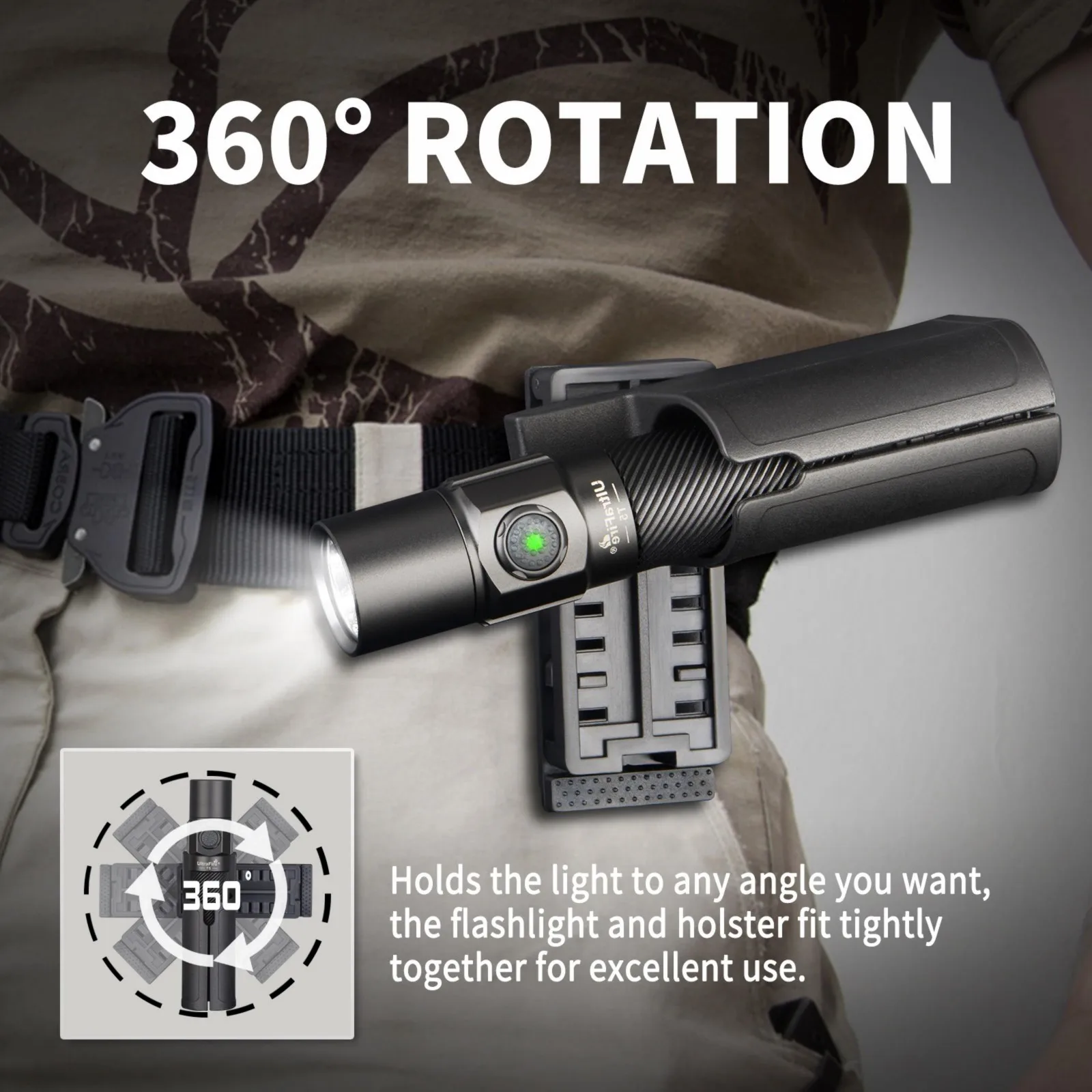 ULTRAFIRE 1800 Lumen Tactical Flashlight With Holster - Rechargeable, IP68 Waterproof, 5 Modes For Police & Security - View #11