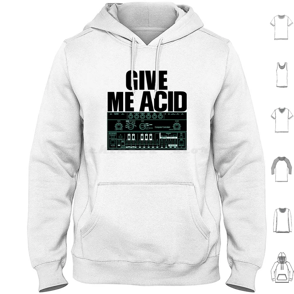 Regalami Acid Roland 303 Techno Rave Party Fuel Synth Felpe Con Cappuccio Manica Lunga 303 Roland 808 Techno 909 Synth Music