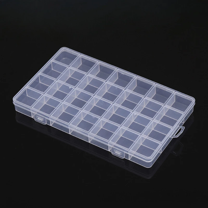 Transparent Fixed With Slot Beaded Anti-string 15-28 Grid Plastic Storage Box Jewelry Classification Parts Division Box