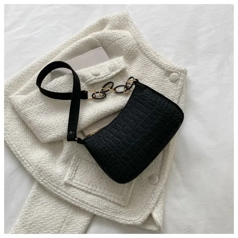 Women's elegant handbag embossed felt multifunctional portable chain bag