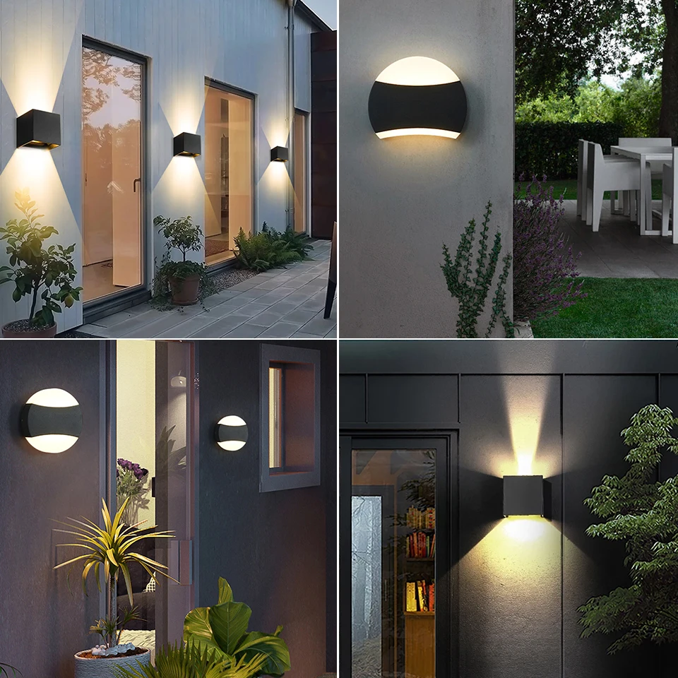 LED 벽 조명, 실내 벽 램프, 야외 거실 베란다, IP66 방수, AC110V, 220V, 5W, 6W, 12W