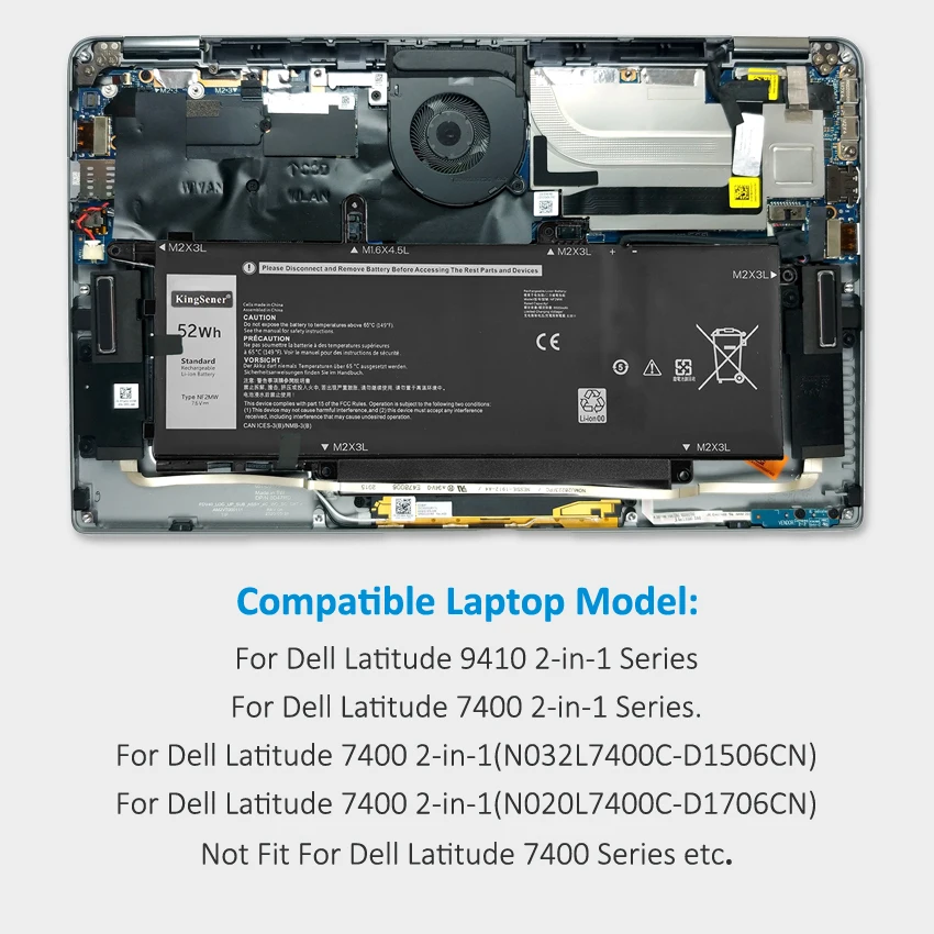 Kingsener Nf2mw 7.6v Bateria do Portátil para Dell Latitude 7400 52wh-em1 9410 2-em-série 85xm8 085xm8 0c76h7 C76h7 Gjd1v - Imagem 6