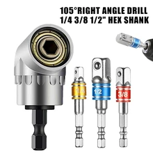 

Impact Grade Driver Socket Adapter Extension 105° Right Angle Screwdriver Set 1/4" 3/8" 1/2" Hex Shank Socket Adapter Hand Tools