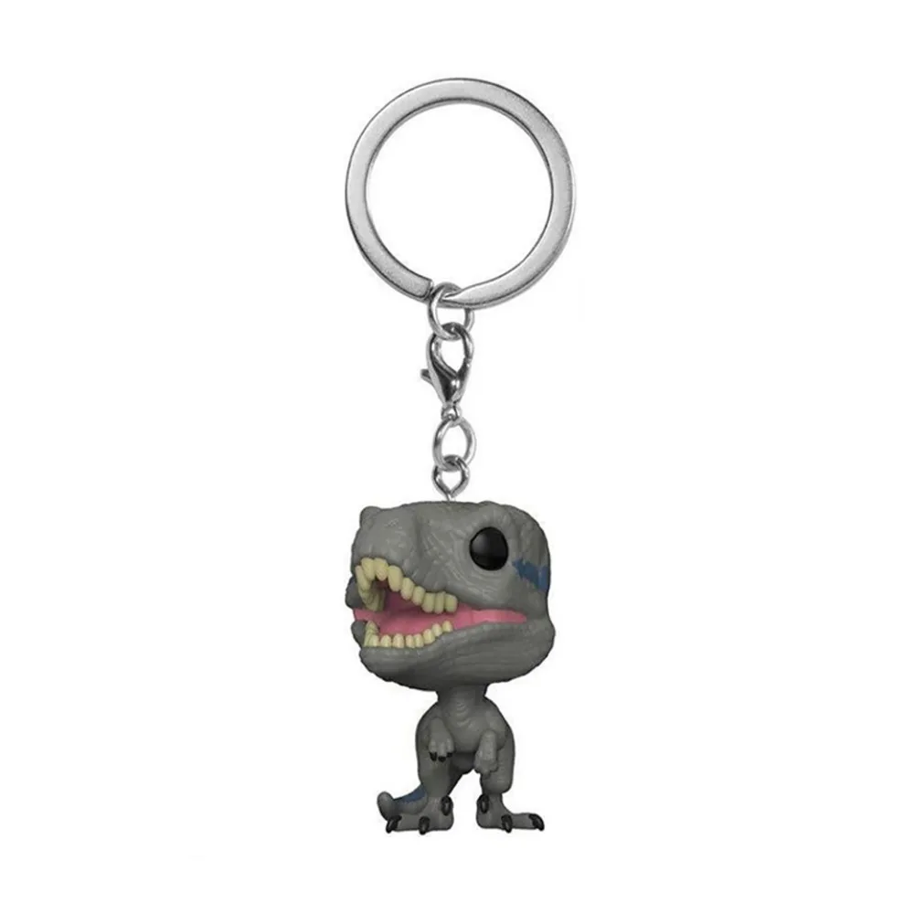 FUNKO POP Jurassic World Keychain Creative Blue Model Children Festival Collection Backpack Pendant Christmas Gift Doll Keychain 3