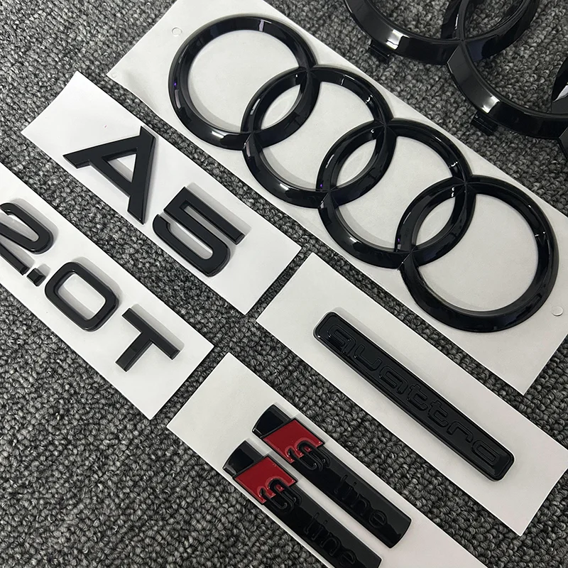 Auto Accessories 7PCS/set For Audi A5 Quattro 2.0T 2010- Car 4 Ring Front Grille Badge Rear Luggage Compartment Sticker