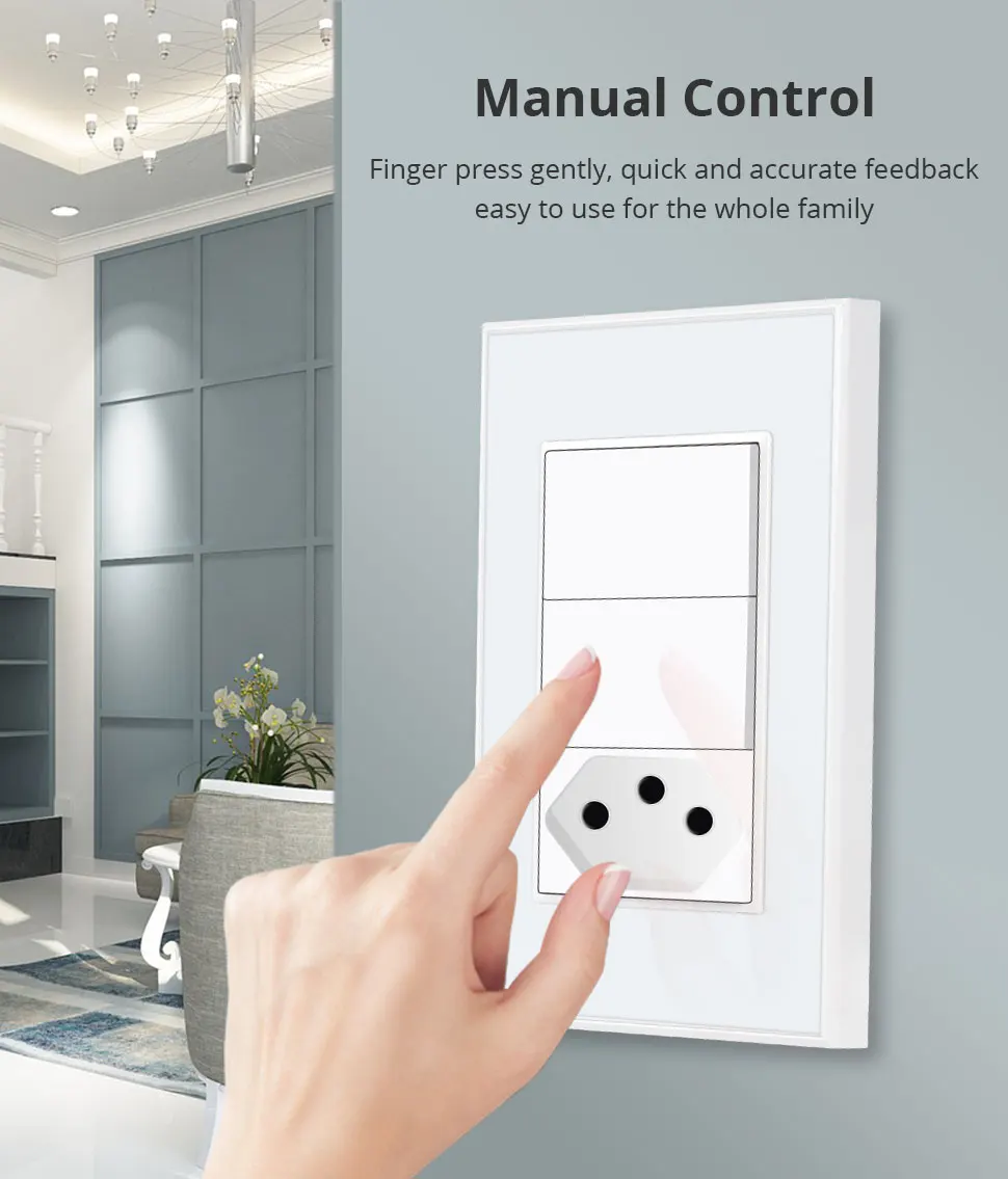 20A Zigbee Smart Brazil Socket with Two Push Light Switch Brazilian Wall Outlet