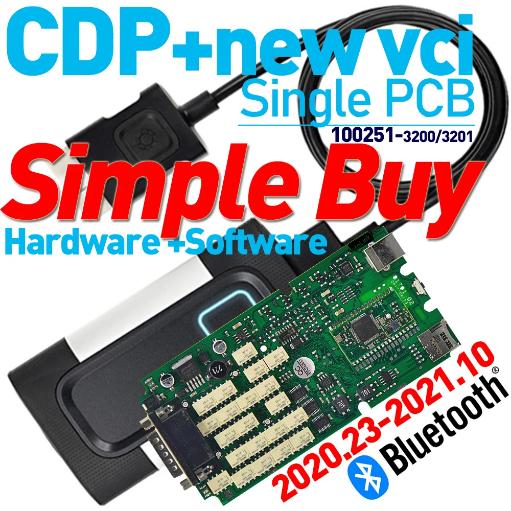 Single PCB 2021.10 Update Request Bluetooth New VCI A+ Quality One Board HW DS VD TCS Scan DP OBD2 Online Diagnostic Function OK |