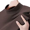 Double-Sided Fce Lined Long Sve T-irt Men's Slim Fit High Collar Base irt Autumn Winter Casual Polyester Fiber