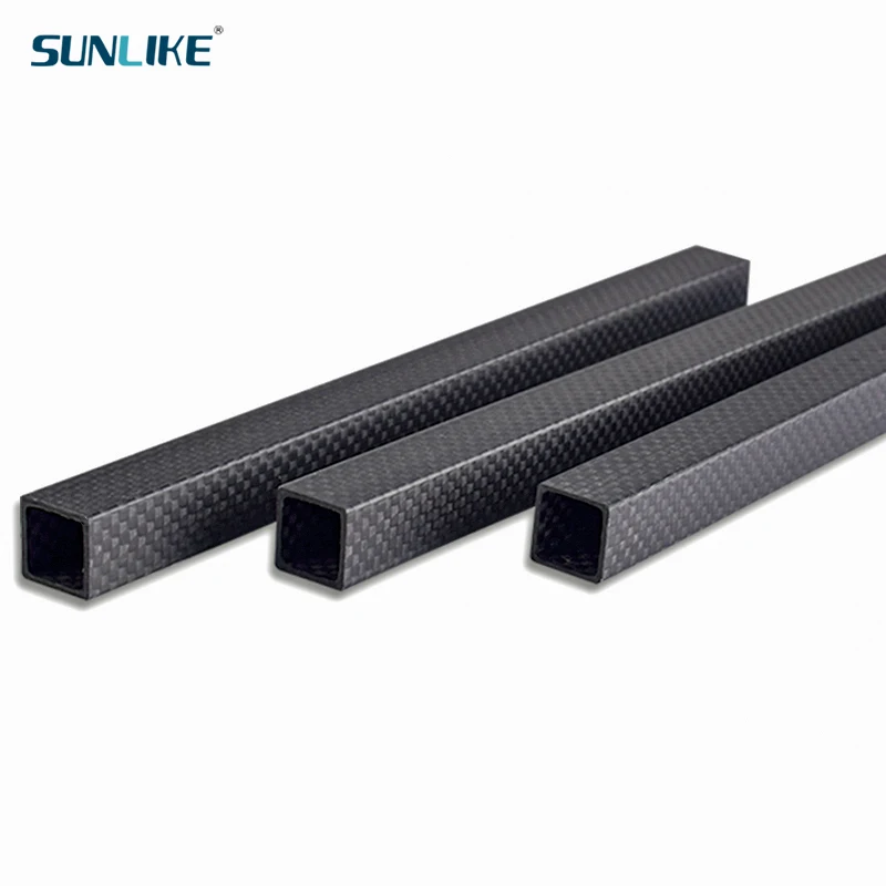 Tube Carré En Fibre De Carbone Armure Sergé à Armure Toile Sergé Mat