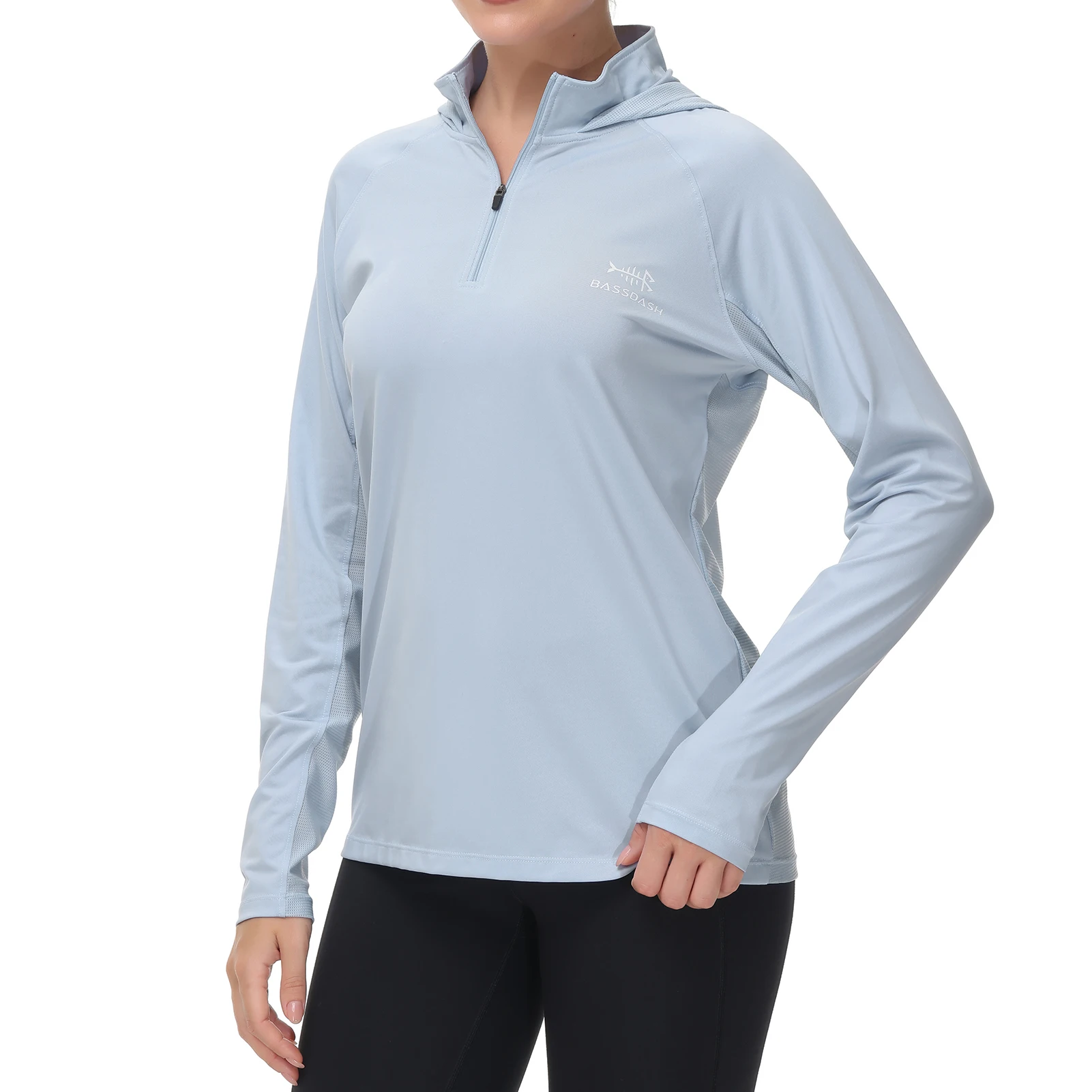 Bassdash Women&rsquo;s UPF 50+ Performance Hoodie Long Sleeve Half Zip T-Shirt UV Protection Fishing Hiking Shirt