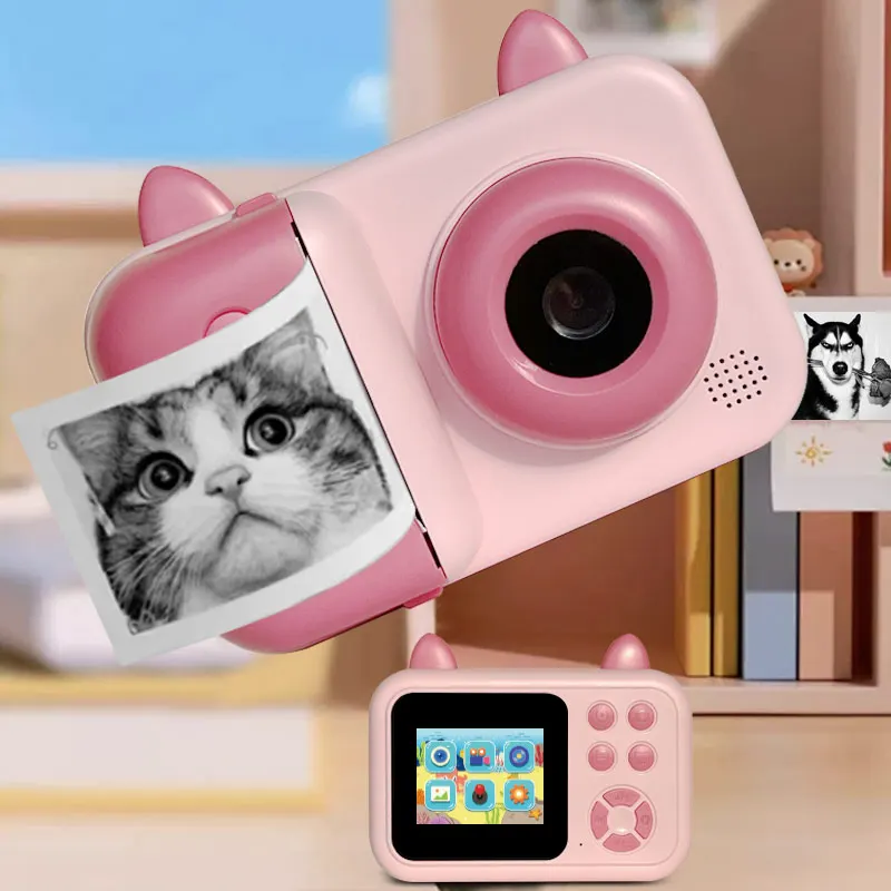 Instant Print Camera , Digital Photo Printer with High Refractive Polymer Lens , USB Rechargeable , Great Tool for Developing