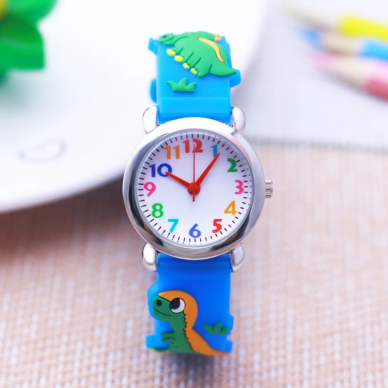 

CYD Children Boys Girls Cool Dinosaur Cartoon Animal Silicone Strap Watches For Students Kids Learn Time Little Baby Gifts Watch