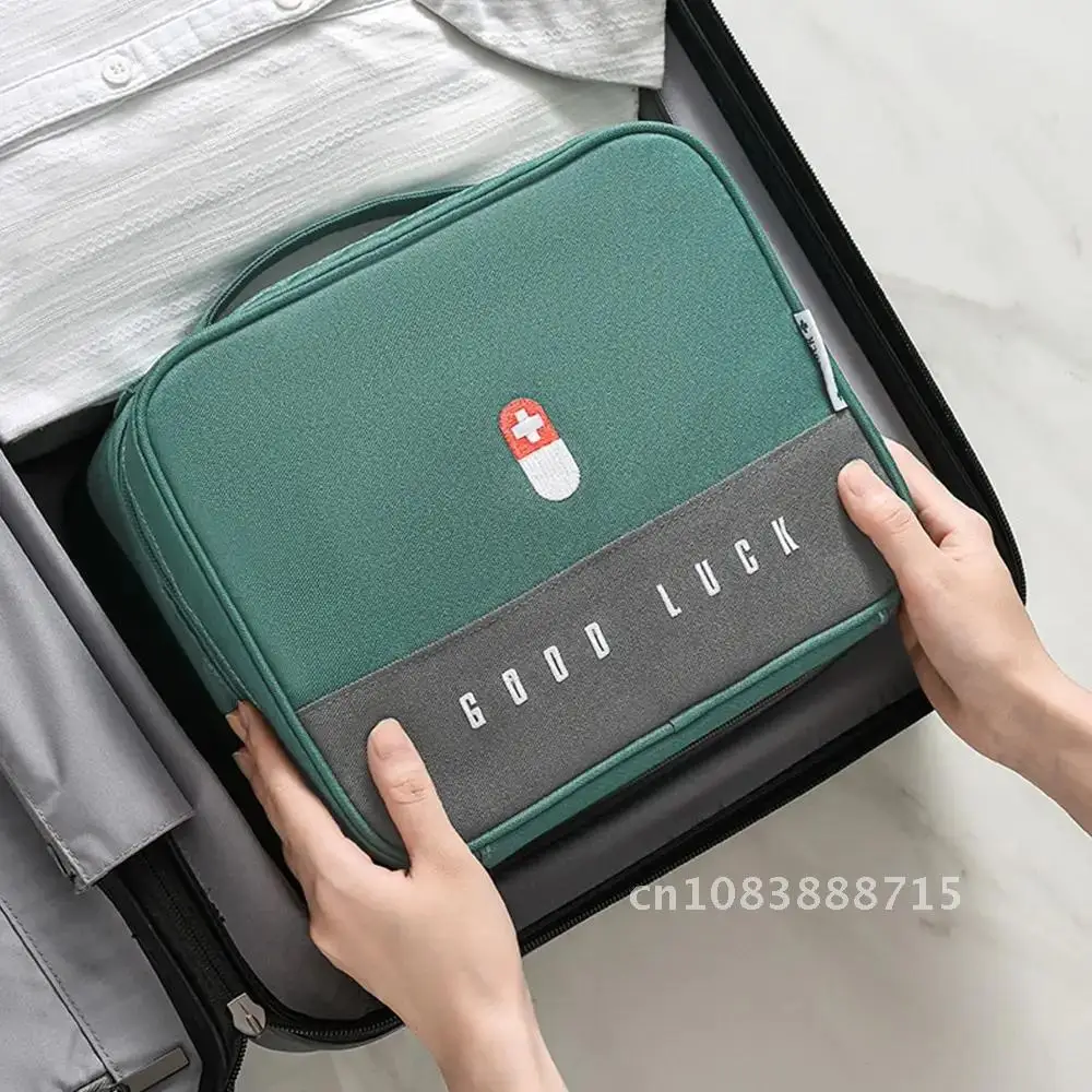 

Spacious Layered Family First Aid Kit Portable Fabric Storage Bag Large Capacity Thickened Medicine Box Medicine Cabinet Medici