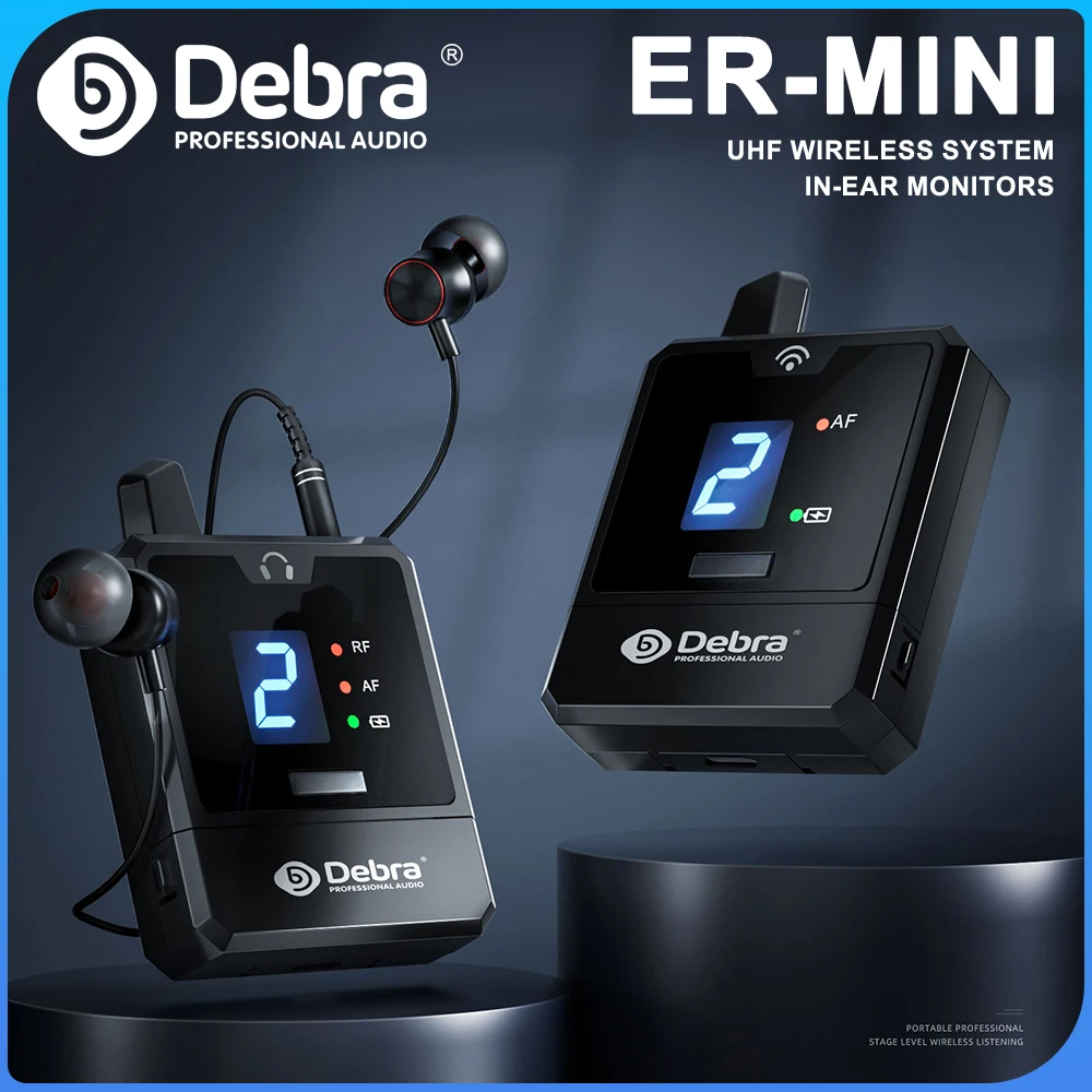 Wireless In Ear Monitor Debra UHF portable wireless in-ear monitoring system Stable signal reception Rechargeable Suitable for small concerts