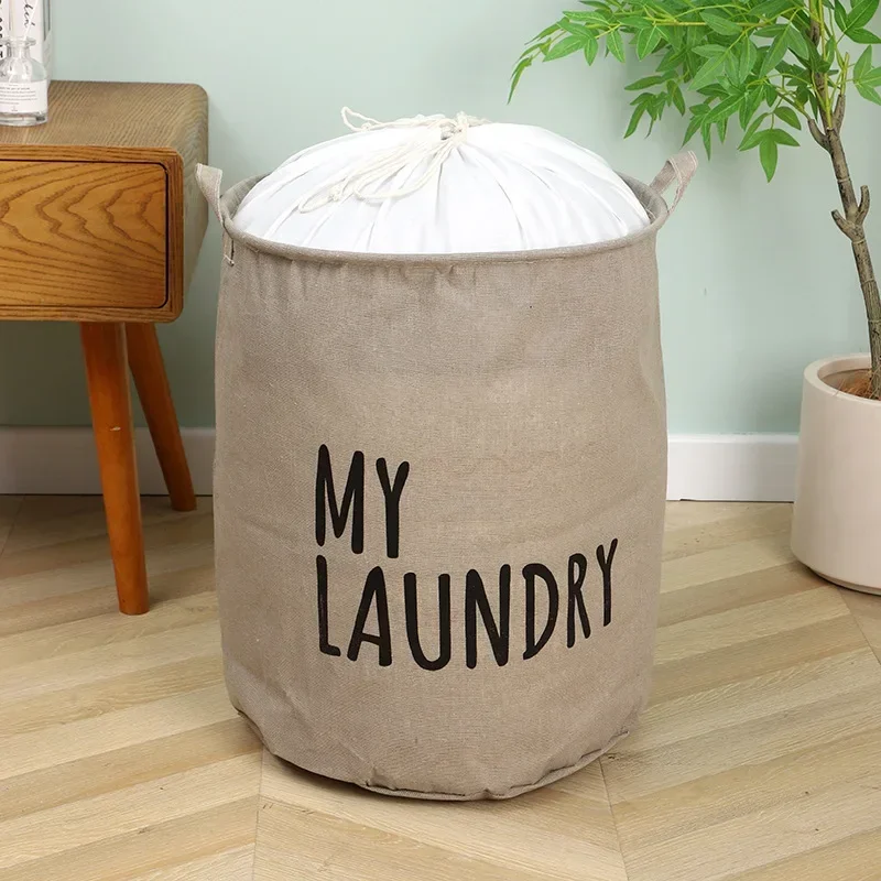 סל כביסה מכותנה ופשתן, סל כביסה מתקפל לבית, עמיד למים, דלי אחסון לבגדים וצעצועים, ציוד כביסה