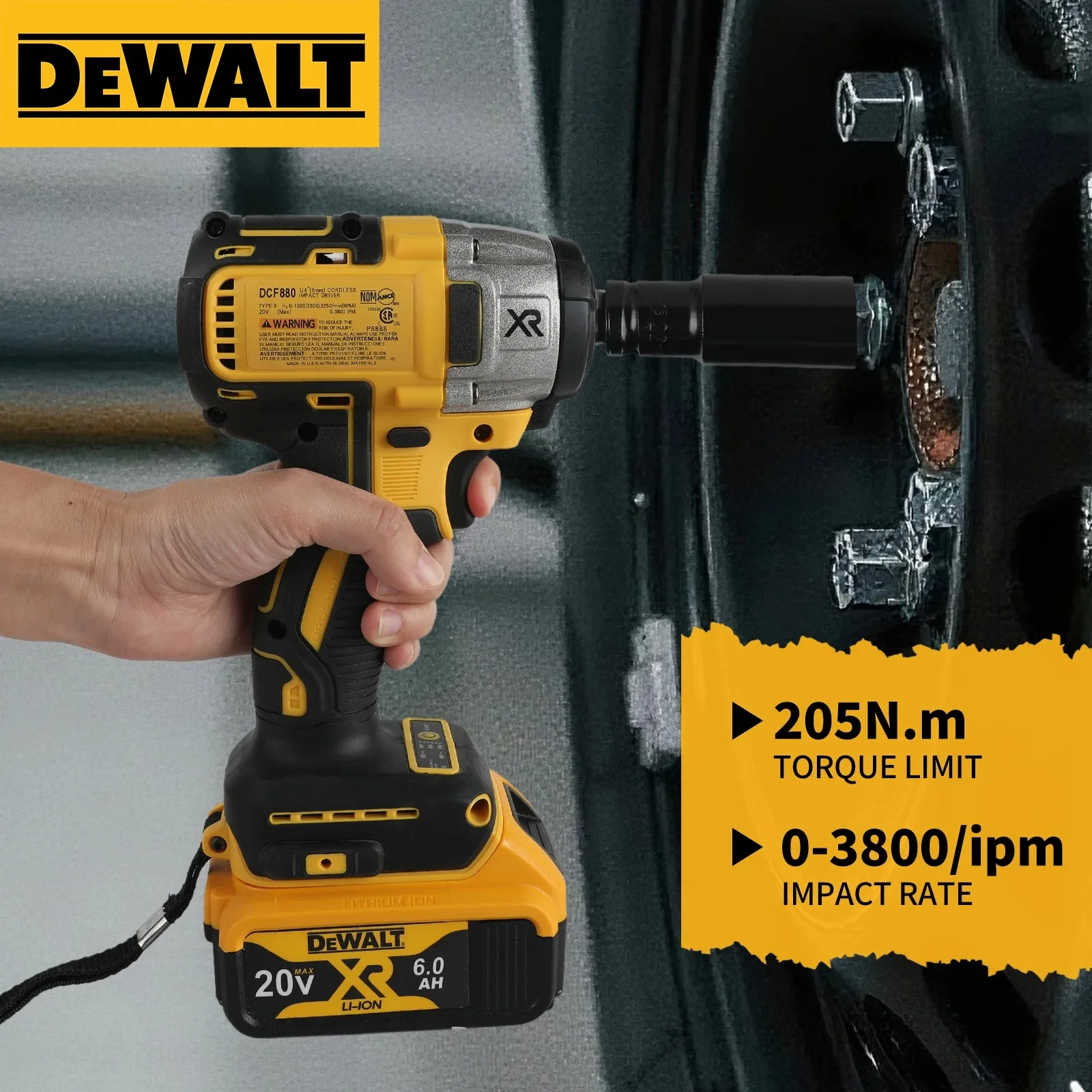 디월트 DCF880 205N. M 20V 배터리 다기능 휴대용 무선 임팩트 파워 툴 브러시리스 전동 렌치
