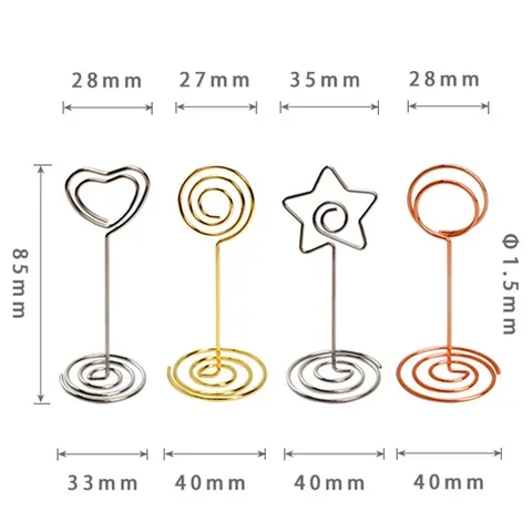 

Desktop Decoration Metallic Paper Clamp Card Holder Photo Clip Table Numbers Holder Stand Message Clips Wedding Party Supplies