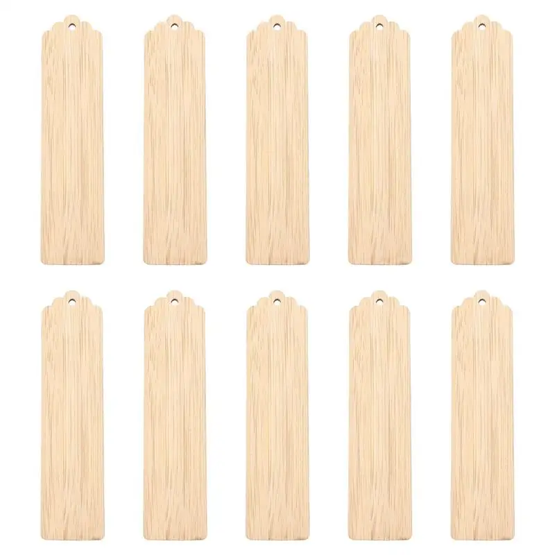 

10pcs Wood Blank Bookmarks Unfinished Wood Tags Painting Craft Bookmarks DIY Carved Graffiti Bamboo Board Material