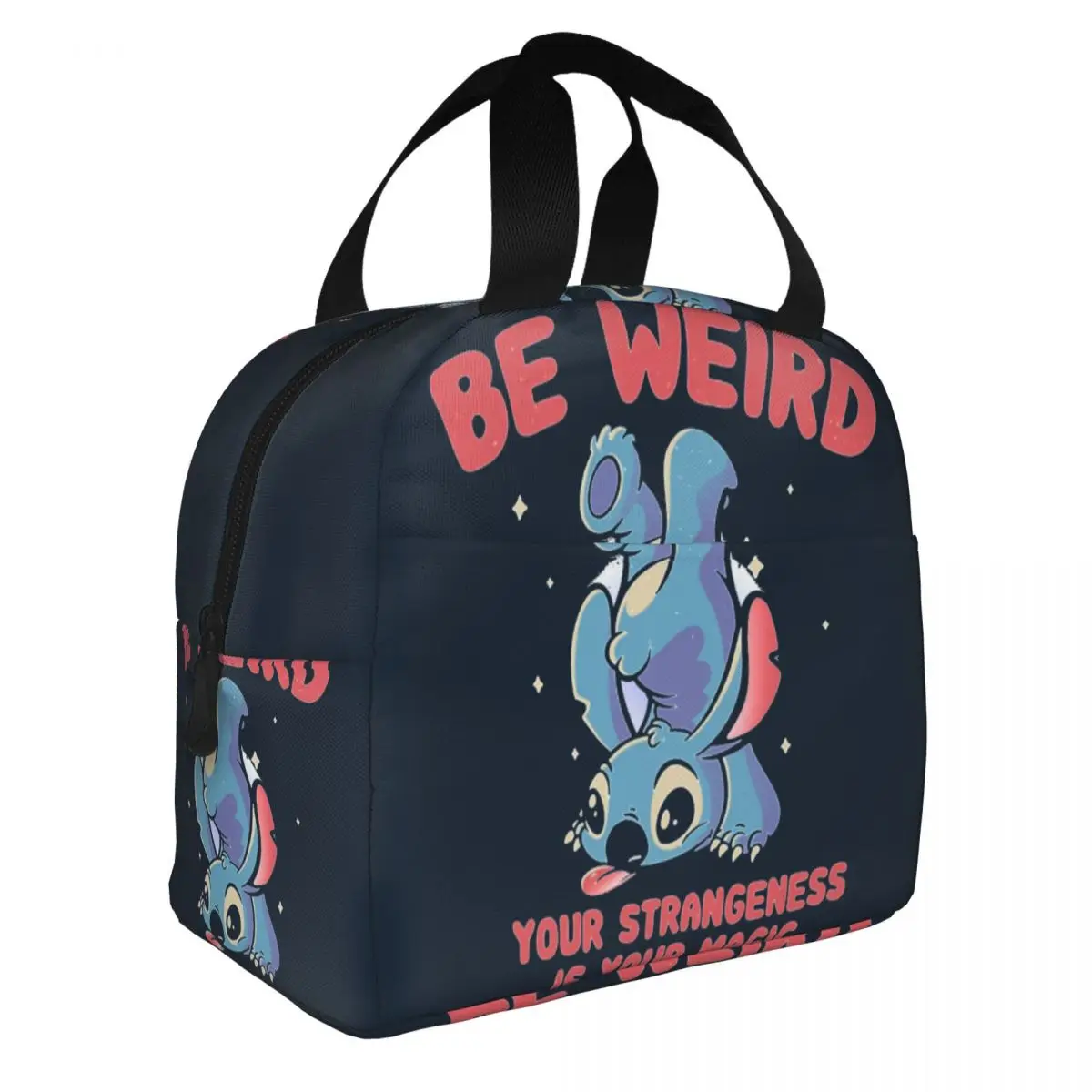 Stitch And Lilo Be Weird Insulated Lunch Bags Borsa Termica Contenitore Per Pasti Cartoon Large Tote Lunch Box Food Bag Work Picnic