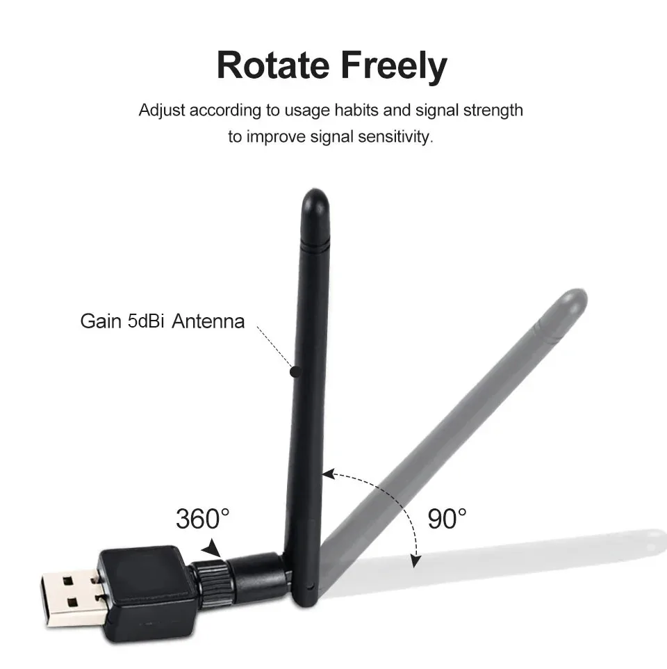 PC용 미니 무선 네트워크 카드, 와이파이 안테나 신호 리시버, USB, 150Mbps 어댑터, 2.4G, 802.11b, n, g, ac 네트워크 LAN 카드