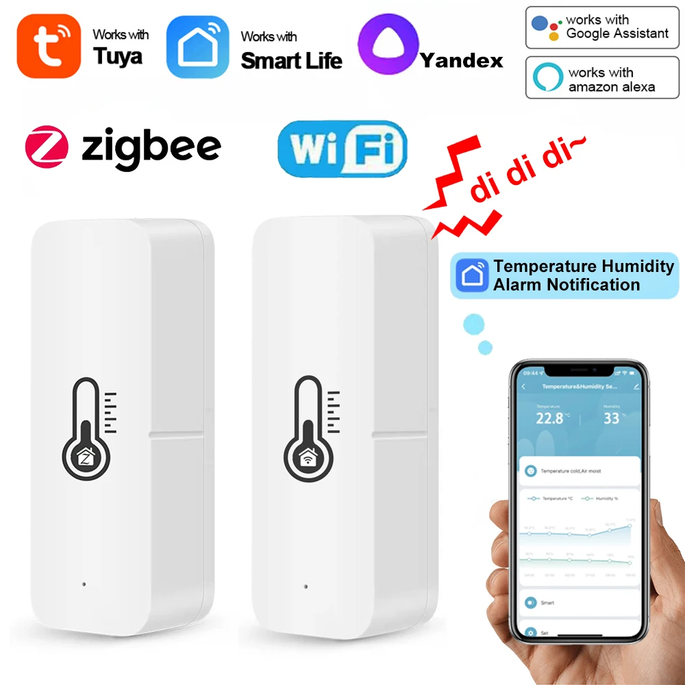 Датчик температуры и влажности Tuya Wi-Fi Zigbee комнатный гигрометр-контроллер для