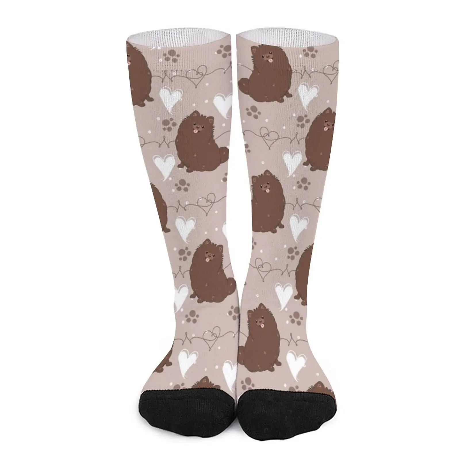 LOVE Chocolate Pomeranian Socks Funny socks woman non-slip soccer stockings men gifts