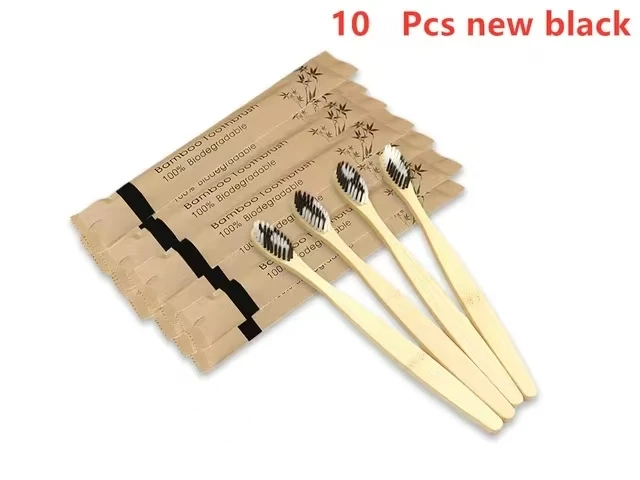 Eco-Friendly Bamboo Toothbrush Set - Soft Bristle Charcoal Brushes