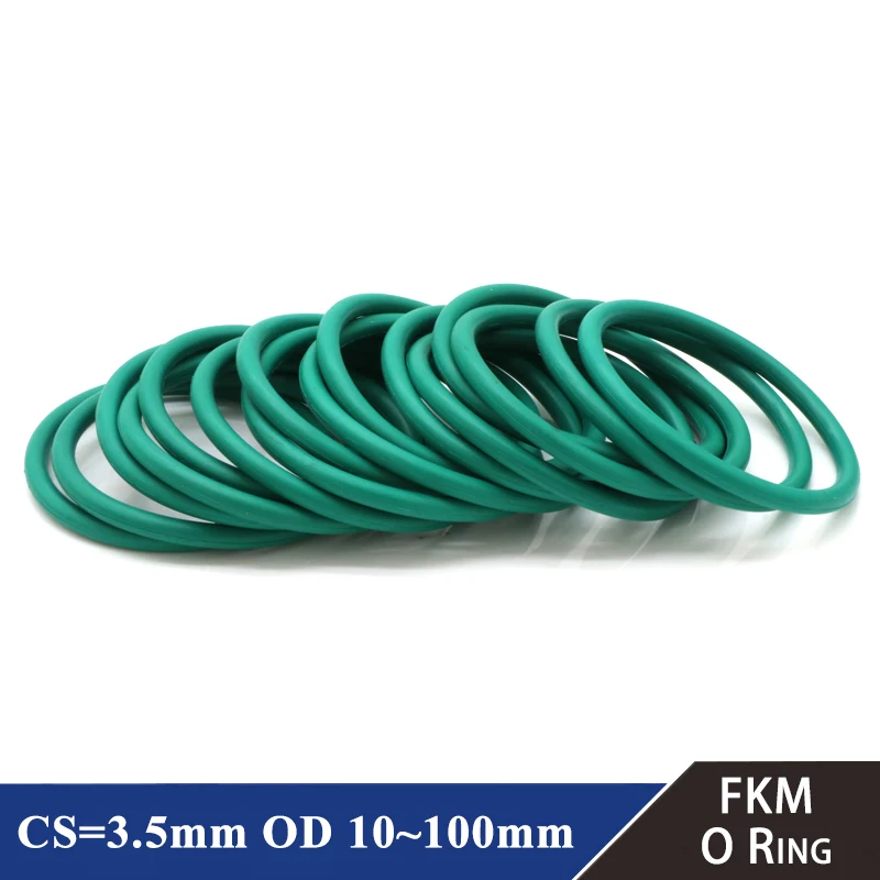 

10Pcs FKM O Ring CS 3.5mm OD 10~100mm Sealing Gasket Insulation Oil Resistant High Temperature Resistance Fluorine Rubber O Ring