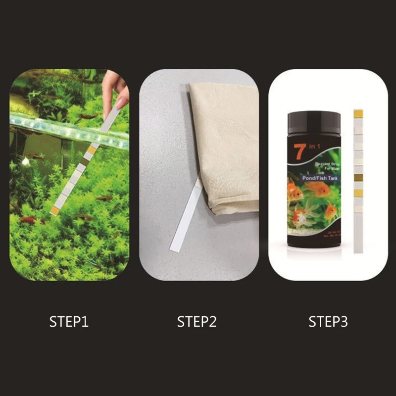7in1 Aquarium Testing Strips for Swimming Pool Pond Water Test Strips for Fish Testing Freshwater Saltwater