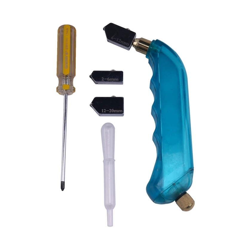 Promotion! Professional Heavy Hand Grip Oil Feeding Glass Cutter With Extra Replacement Head And Container-2Mm-6Mm-12Mm/12Mm |