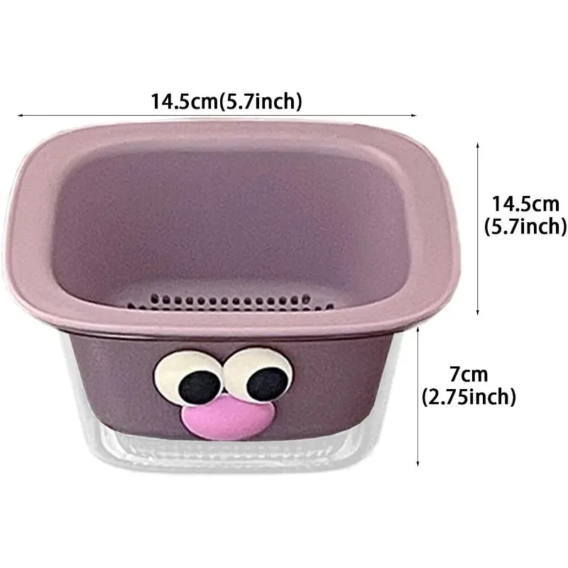 Collapsible Drain Basket Kitchen Strainer Colander Bowl Small Double Layer Drain Basin and Basket Cute Double-Layer Separation Design Kitchen Colander