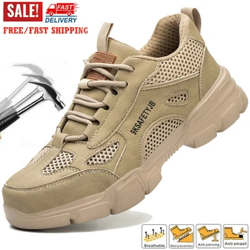 Low Top Breathable Safety Shoes Anti-Puncture Anti shock Work Shoes Slip Resistant Work Sneakers Protective Boots for Men