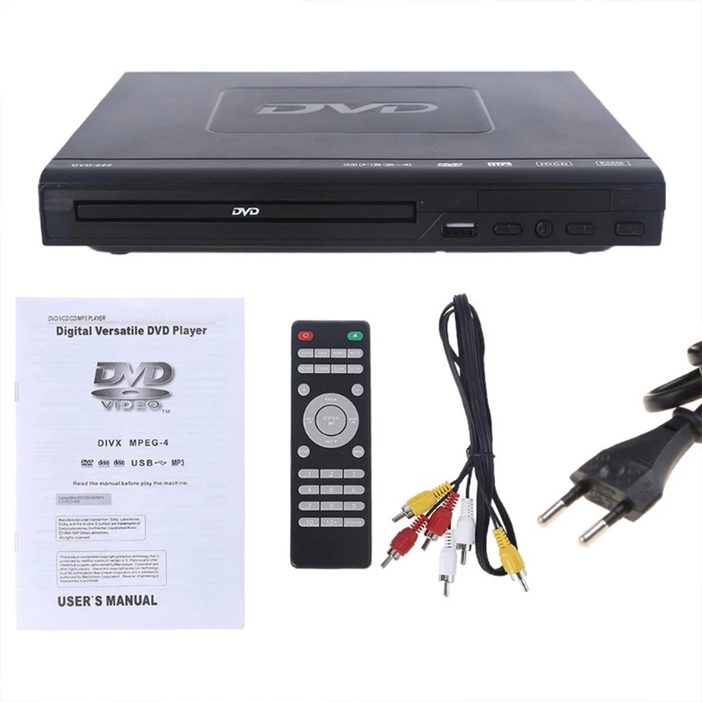 Mini DVD Player Home Portable Full HD DVD Player 1080P High Definition CD/ EVD/ VCD Player with AV HDMI Cable UK/US/EU Plug
