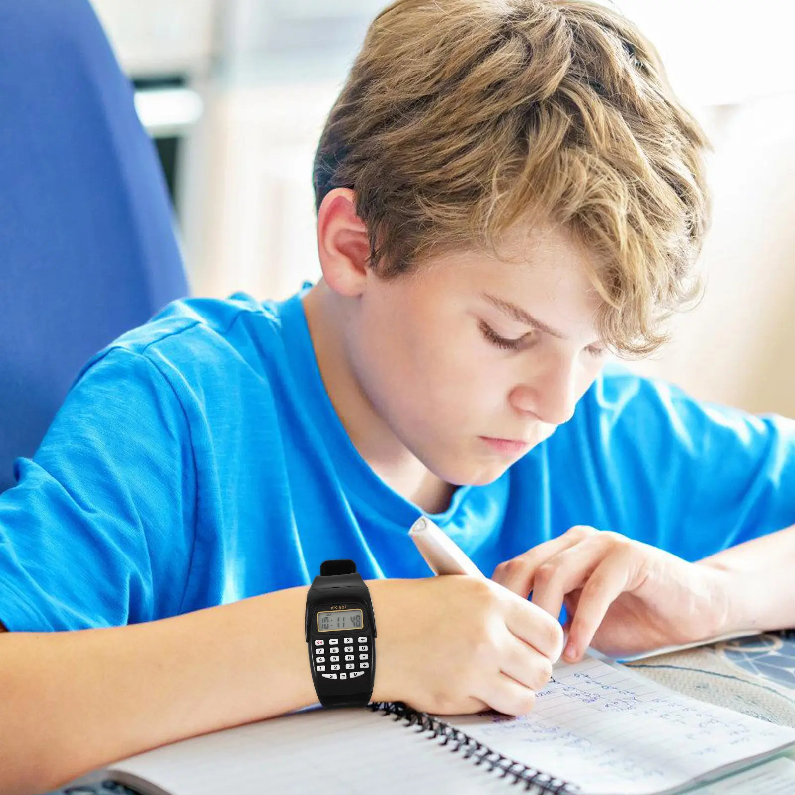 2Pcs 컴퓨터 시계 계산기 휴대용 손목 노란색 기하학 연산 생일 선물 어린이 산술 계산 도구