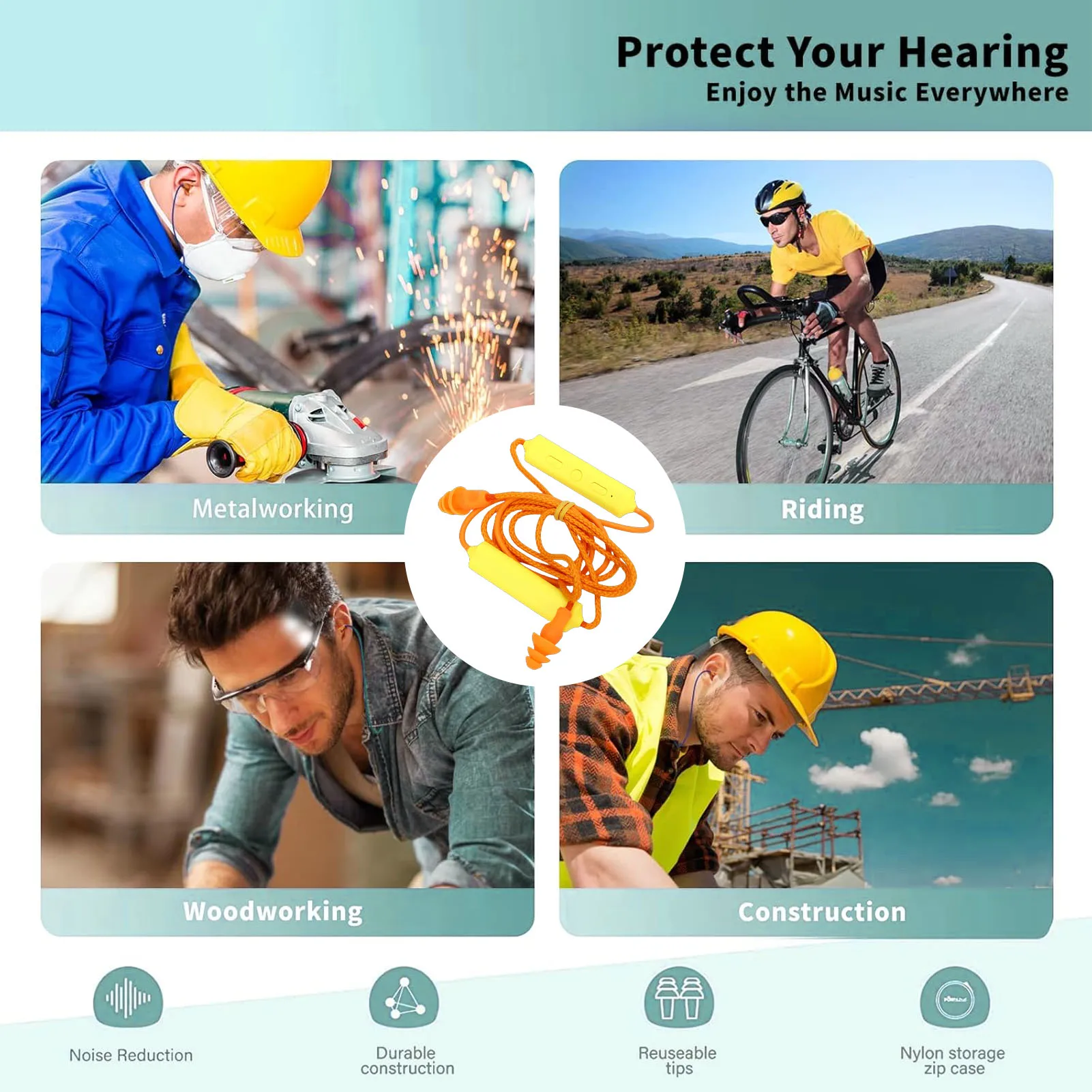 Wireless Noise-Canceling Earplugs for Work and Loud Environments