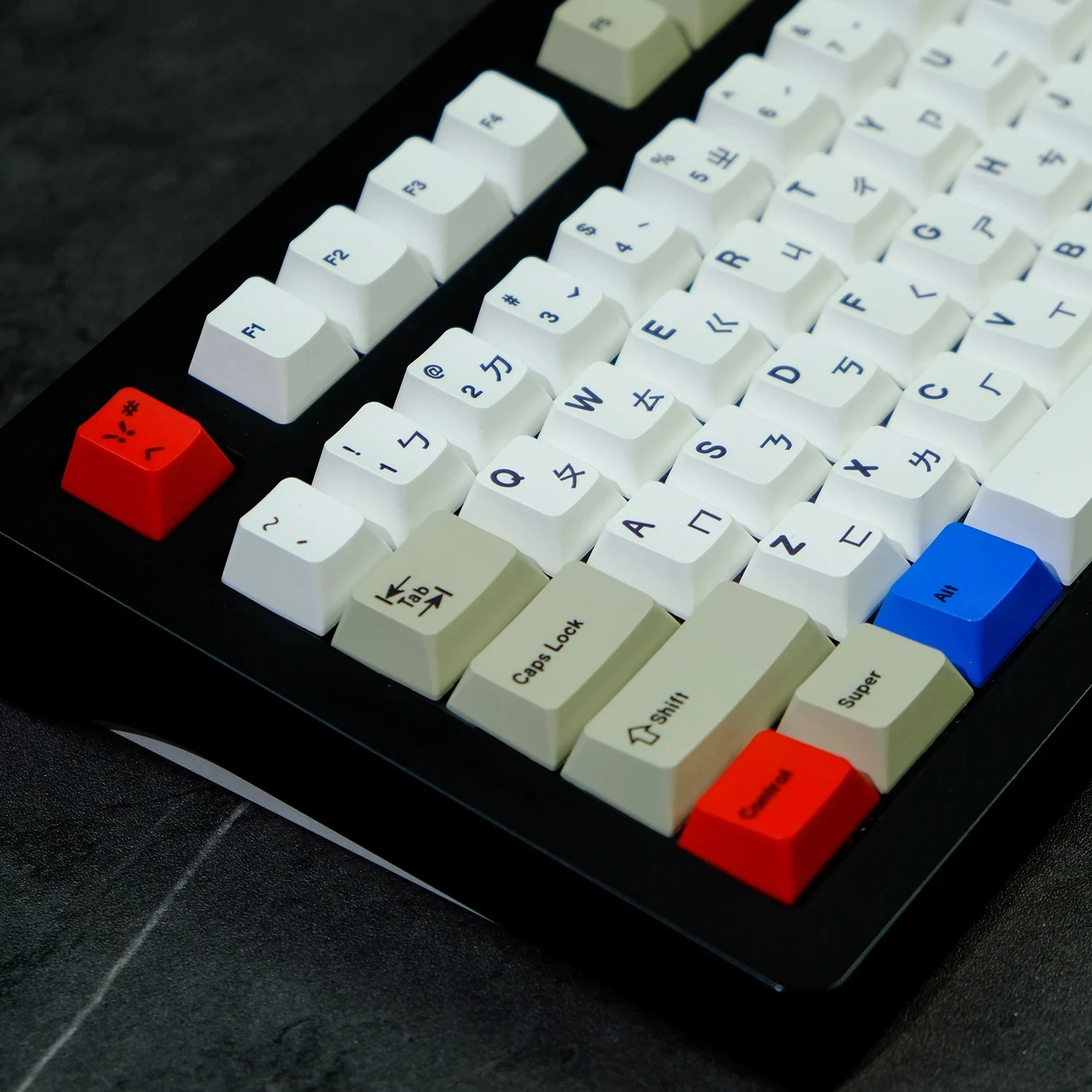 Gmk-tecla Tuya Clássica Conjunto Gmk Retro Cinzento Branco Pbt Capa de Tintura Perfil Tecla para Alice Cereja - Imagem 5