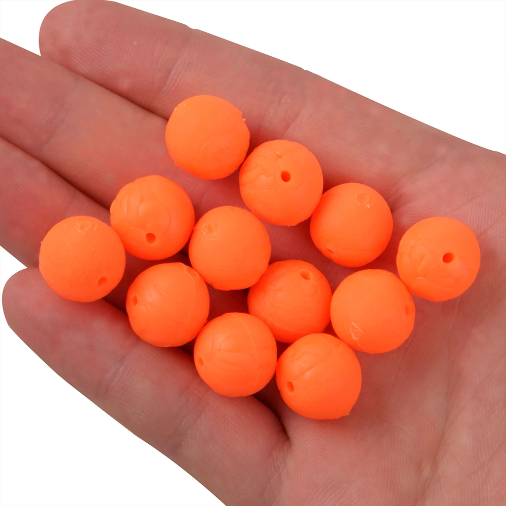 30PcsSoftRubberFishingBeadsStopperOrangeYellowRoundRigBeads